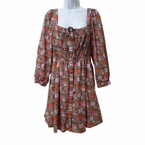 J Crew Cinched Waist Liberty Fabric Mini Dress Size 12 Meadow Floral Cottagecore